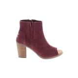 TOMS Ankle Boots: Burgundy Print Shoes - Women's Size 8 1/2 - Peep Toe