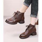 Rumour Has It Women's Casual boots Brown - Brown Simply Go Leather Ankle Boots - Women
