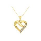 Women's Yello Gold Over Silver 1/10 Cttw Diamond Heart 18" Pendant Necklace by Haus of Brilliance in Yellow Gold