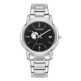 Women's Citizen Watch Silver Case Western Reserve Spartans Eco-Drive Black Dial Stainless Steel