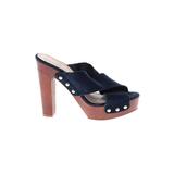 Vince Camuto Heels: Slide Platform Casual Blue Solid Shoes - Women's Size 7 1/2 - Peep Toe
