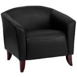 Flash Furniture 111-1-BK-GG Reception Arm Chair - Black LeatherSoft Upholstery, Cherry Wood Feet