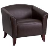 Flash Furniture 111-1-BN-GG Reception Arm Chair - Brown LeatherSoft Upholstery, Cherry Wood Feet Commercial Office Furniture
