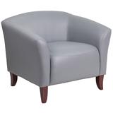 Flash Furniture 111-1-GY-GG Reception Arm Chair - Gray LeatherSoft Upholstery, Cherry Wood Feet