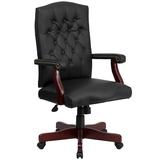 Flash Furniture 801L-LF0005-BK-LEA-GG Swivel Office Swivel Chair w/ High Back - LeatherSoft Upholstery, Black Commercial Office Furniture