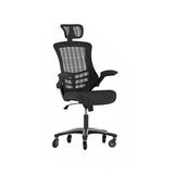 Flash Furniture BL-X-5H-RLB-GG Swivel Office Chair w/ High Back & Roller Wheels - Black Mesh Back & Seat, Flip-Up Arms