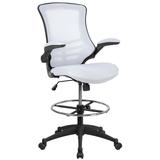 Flash Furniture BL-X-5M-D-WH-GG Swivel Drafting Chair w/ White Mesh Back & Seat - Black Base w/ Foot Ring