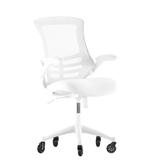 Flash Furniture BL-X-5M-WH-WH-RLB-GG Swivel Office Chair w/ Mid Back & Roller Wheels - White Mesh Back & Seat Commercial Office Furniture