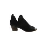 Lucky Brand Ankle Boots: Slip On Stacked Heel Boho Chic Black Solid Shoes - Women's Size 8 - Peep Toe