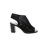 City Classified Ankle Boots: Slingback Chunky Heel Casual Black Solid Shoes - Women's Size 7 - Peep Toe