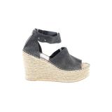Dolce Vita Wedges: Espadrille Platform Summer Gray Solid Shoes - Women's Size 9 1/2 - Peep Toe