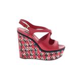 Louis Vuitton Wedges: Red Shoes - Women's Size 36 - Peep Toe