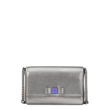Morgan Bow Embellished Metallic Leather Wallet On A Chain