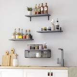 Generic 4+1 Tier Bathroom Shelves, Floating Shelves Rustic Wood Wall Mounted Shelf in Black/Brown, Size 0.6 H x 16.0 W x 6.0 D in | Wayfair CY472-1