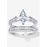 Women's 2.34 Tcw Marquise Cubic Zirconia Bridal Ring Set by Rialto in Platinum (Size 9)
