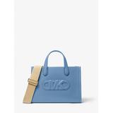 Michael Kors Gigi Small Embossed Leather Messenger Bag Blue One Size