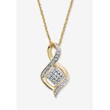 Women's Diamond Accent Gold-Plated Cluster Bypass Pendant Necklace 18" - 20" by PalmBeach Jewelry in Gold