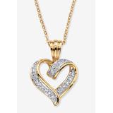Women's Diamond Accent Pave-Style 18K Gold-Plated Heart Pendant Necklace 18"-19" by PalmBeach Jewelry in Gold