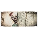 East Urban Home Dead Man In Abandoned Old House Hell Style Mystery Blood Vampire Design Jade Green Cream Kitchen Mat, Polyester | Wayfair
