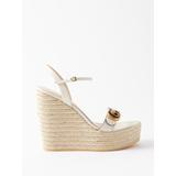 GG-marmont 95 Leather Espadrilles Wedge Sandals