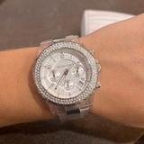 Michael Kors Accessories | Michael Kors Oversized Clear Plastic Watch Silver With Pave | Color: Silver | Size: Os