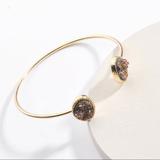 Anthropologie Jewelry | Anthropologie Gold Plated Druzy Adjustable Cuff Stacking Bangle Bracelet | Color: Gold | Size: Adjustable