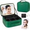 Makeup Bag with Lighted Mirror, Travel Make up Train Case with Rechargable Compact Vanity Mirror and 10x Magnifying Mirror