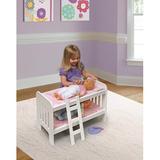 Badger Basket Doll Bunk Bed w/ Bedding, Ladder, & Free Personalization Kit - White/Pink/Gingham Wood in Brown, Size 15.0 H x 22.25 W x 11.5 D in