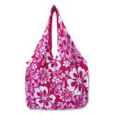 Cotton hobo shoulder bag, 'Pink Wilderness'