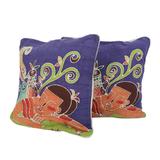 'Dreaming of Birds' (pair) - Batik Cotton Cushion Covers