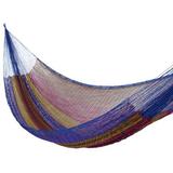 'Rainbow Seascape' (double) - Hand Made Patterned Blue and Bright Mayan Hammock