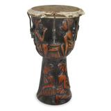 Wood djembe drum, 'Together in Peace'