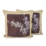 'Wild Orchids' (pair) - Handmade Floral Cushion Covers