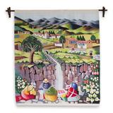 Village Stream,'Hand Made Cultural Wool Tapestry Wall Hanging'