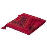 'Red Butterfly' - Alpaca Wool Blend Red Throw Blanket