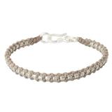 'Hill Tribe Heir in Khaki' - Hand Made Thai Fine Silver Braided Bracelet