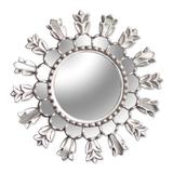 'Moonlit Tulips' (large) - Fair Trade Floral Wood Mirror with Silver Finish
