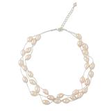 'Charming Rose' - Pearl Choker Necklace Handmade in Thailand