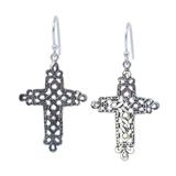 'Cross of Legends' - Sterling Silver Religious Earrings