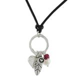 'Charms of Love' - Silver and Leather Pendant Necklace