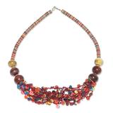 'Vivid Sunset' - Recycled Beaded Necklace from Africa