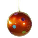 Vickerman 28505 - 5.5" Orange Candy Polka Dot Ball Christmas Tree Ornament (M120218)