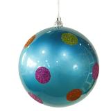 Vickerman 28508 - 8" Turquoise Candy Polka Dot Ball Christmas Tree Ornament (M120412)