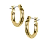 Napier Polished Gold-Tone Hoop with Textured Design Earrings, Yellow