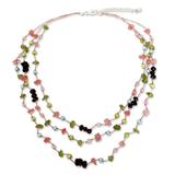 'Sweet Tropical' - Pearls And Multi Gemstone Beaded Nec