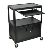 Luxor SteelCart Extra Wide AV Cart w/ Cabinet & Keyboard Tray Metal in Black, Size 42.0 H x 32.0 W x 20.0 D in | Wayfair AVJ42XLKBC