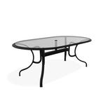 Telescope Casual 75" Oval Glass Top Dining Height Table Glass/Metal in Black, Size 28.0 H x 75.0 W x 43.0 D in | Wayfair 3468
