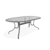 Telescope Casual 75" Oval Glass Top Dining Height Table Glass/Metal in Gray, Size 28.0 H x 75.0 W x 43.0 D in | Wayfair 346T