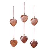 Festive Hearts,'Wood ornaments (Set of 6)'