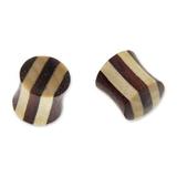Teak ear plugs, 'Natural Harlequin'